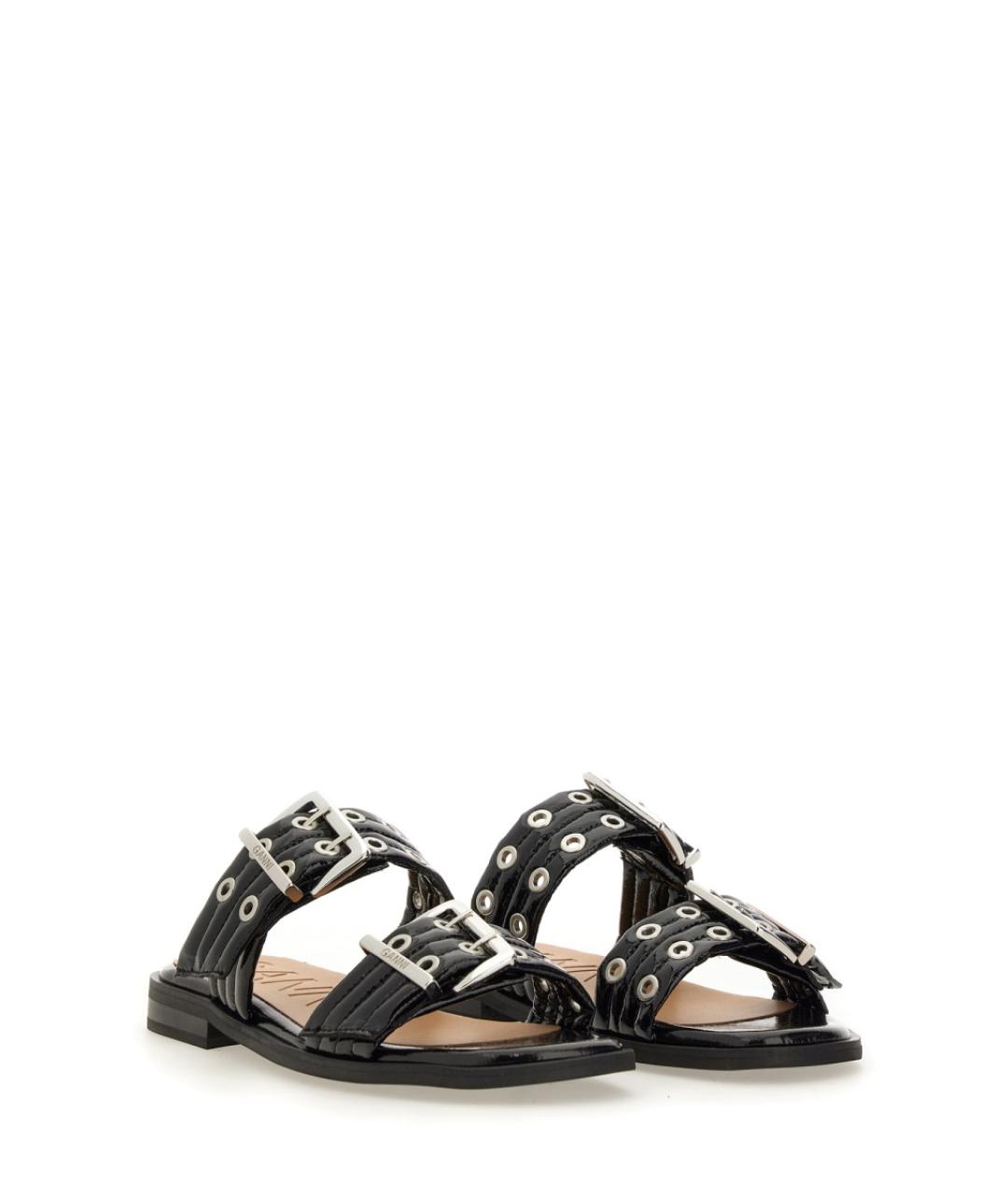 GANNI Черные сандалии из искусственной кожи, фото 2