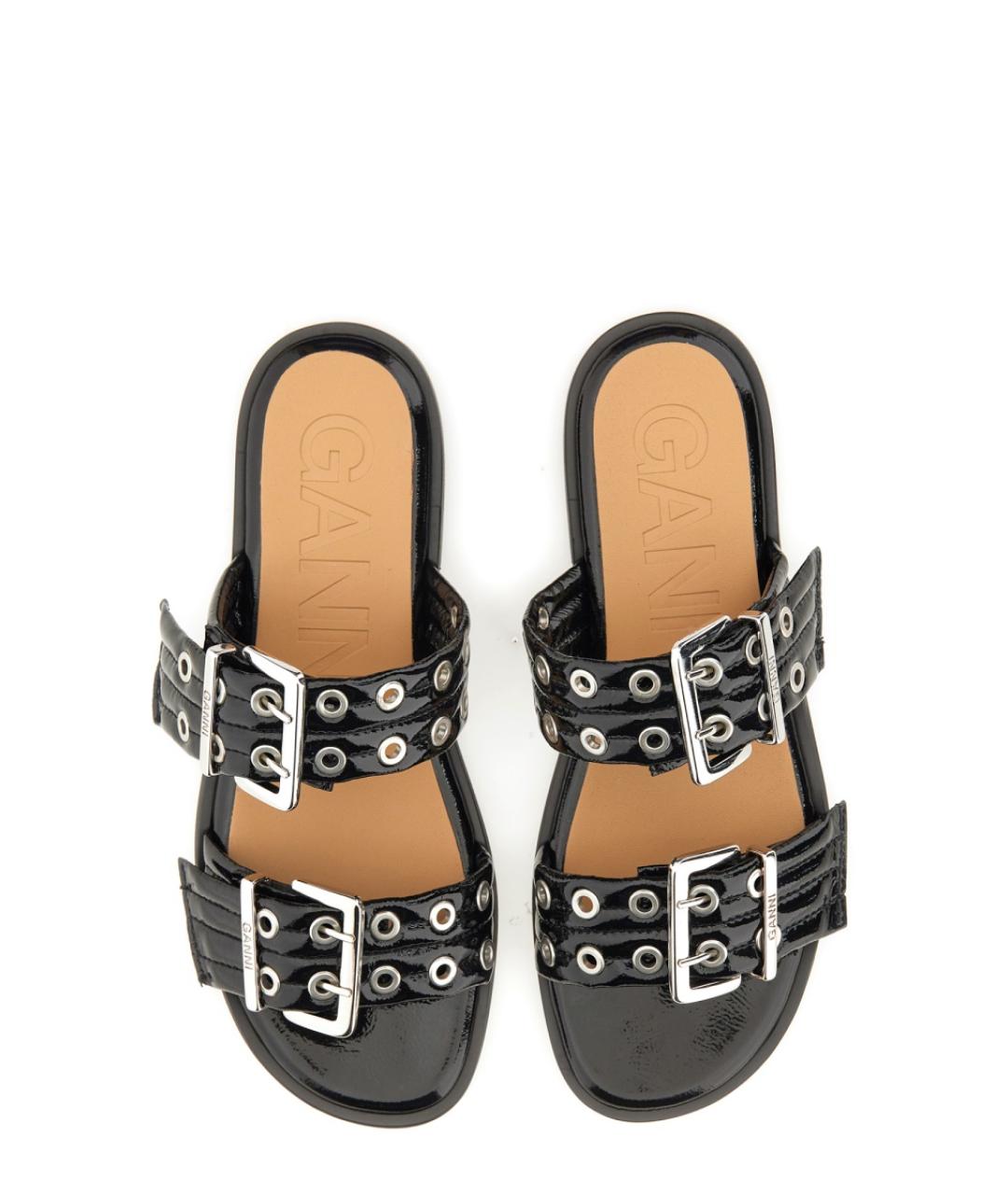 GANNI Черные сандалии из искусственной кожи, фото 4