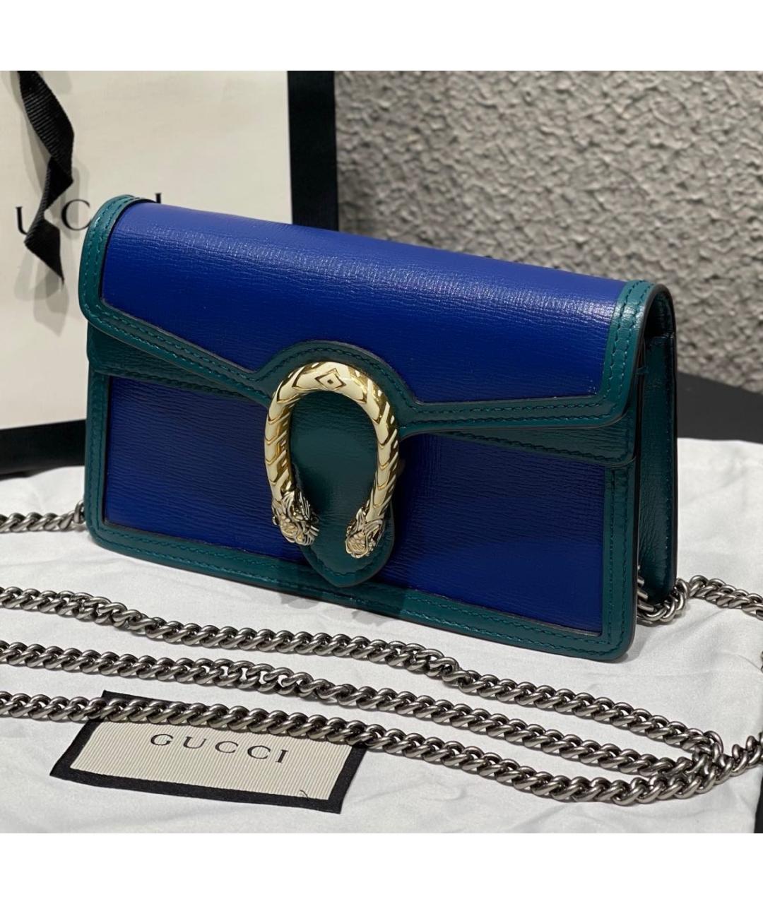 GUCCI Синяя кожаная сумка через плечо, фото 3