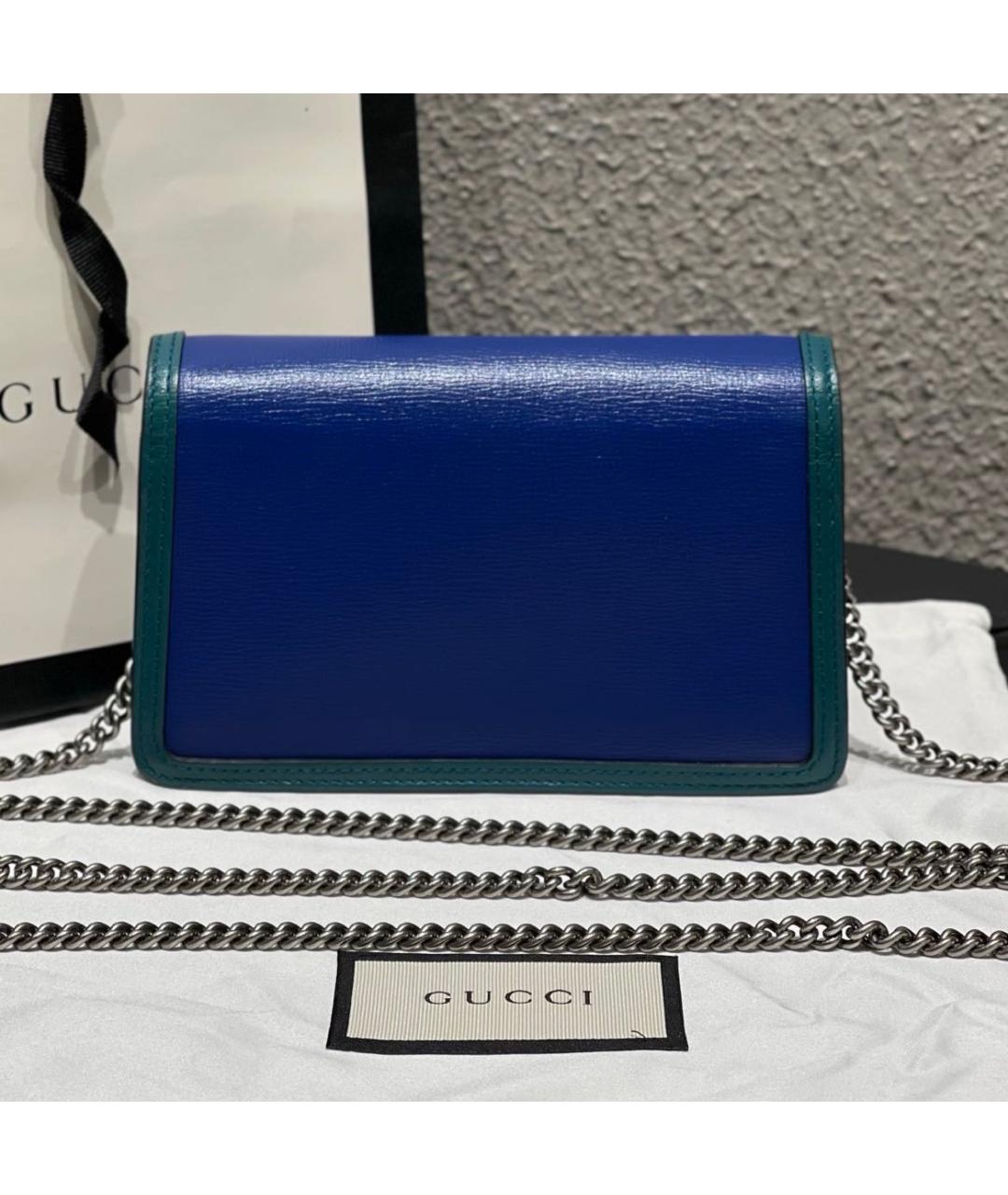 GUCCI Синяя кожаная сумка через плечо, фото 5
