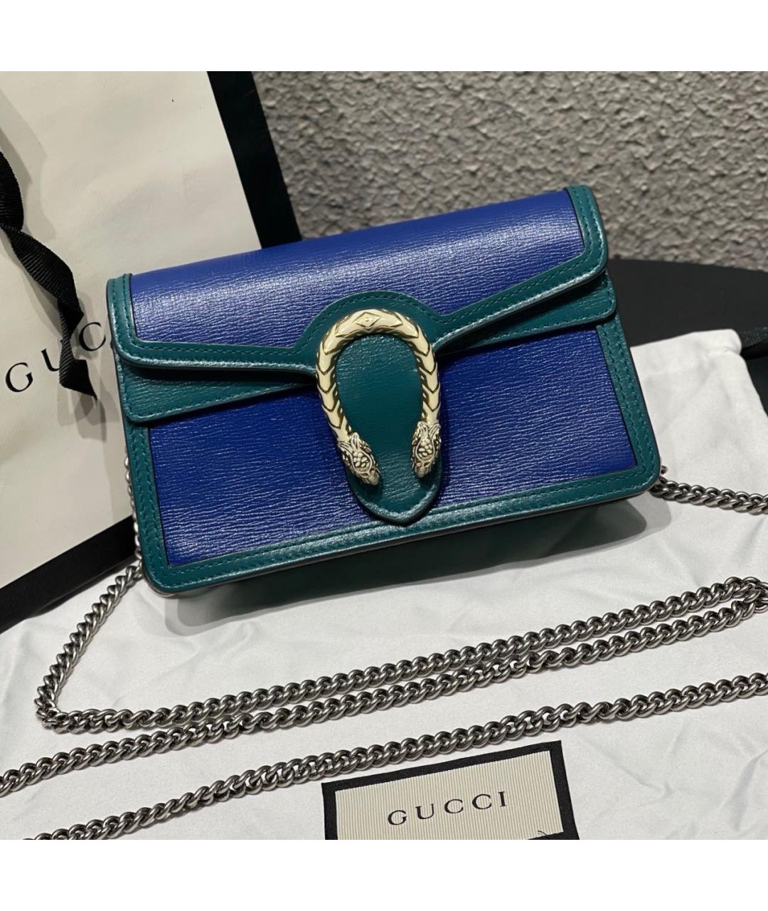 GUCCI Синяя кожаная сумка через плечо, фото 2