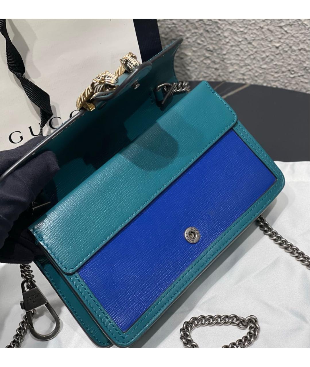 GUCCI Синяя кожаная сумка через плечо, фото 6