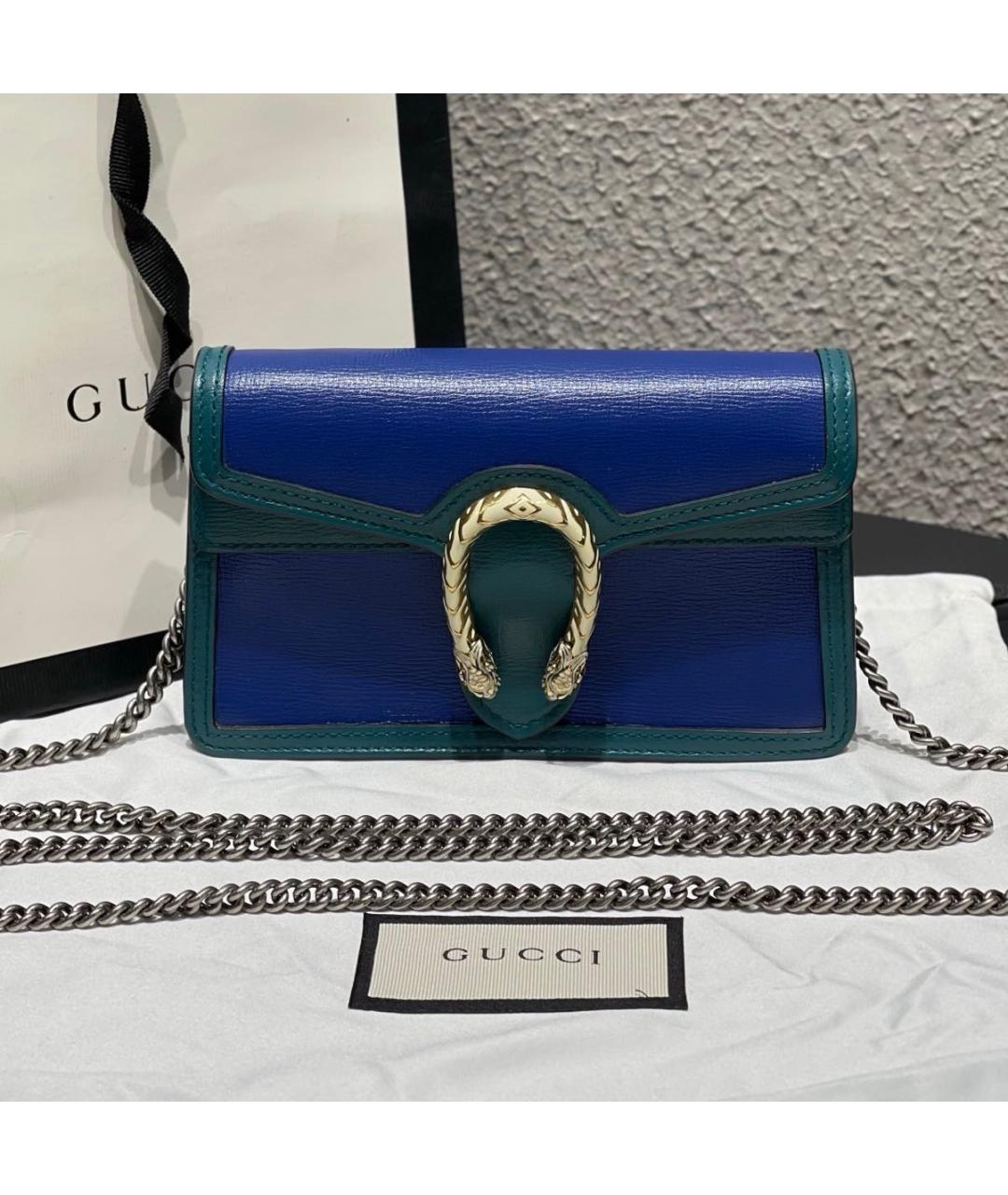 GUCCI Синяя кожаная сумка через плечо, фото 8