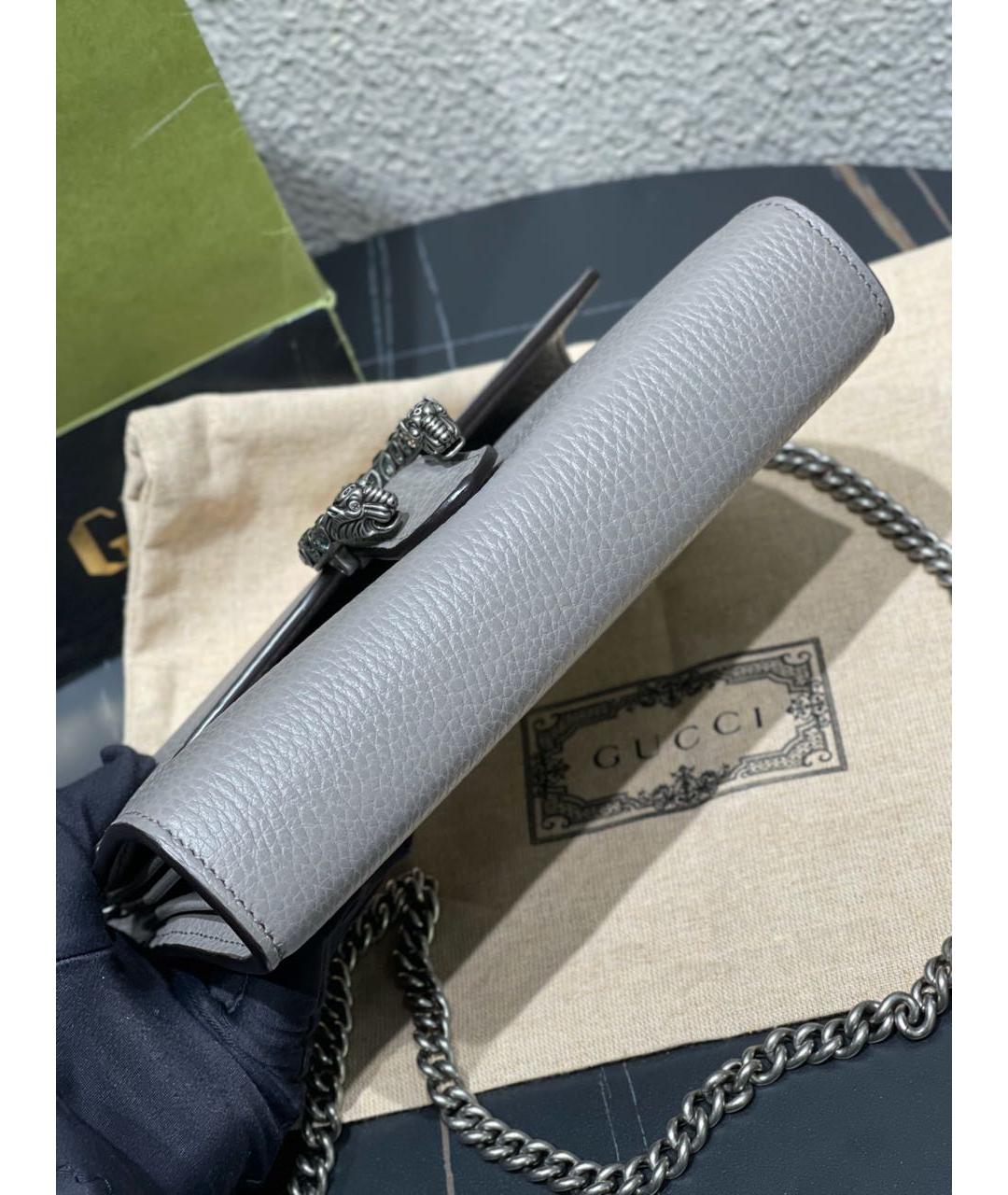 GUCCI Серая кожаная сумка через плечо, фото 6