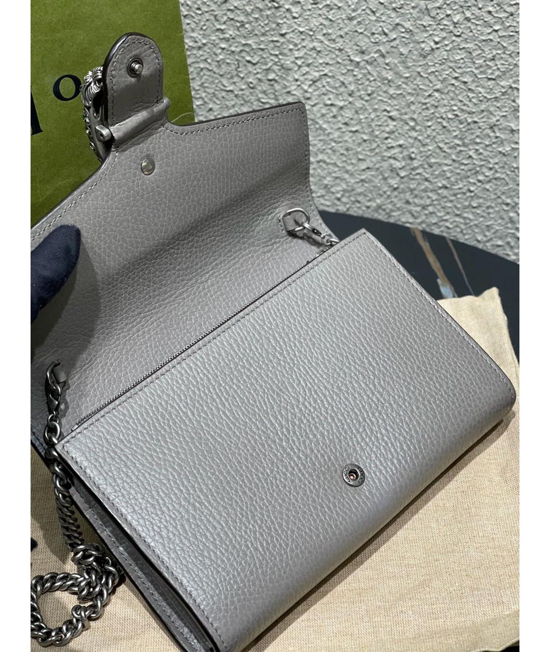 GUCCI Серая кожаная сумка через плечо, фото 4