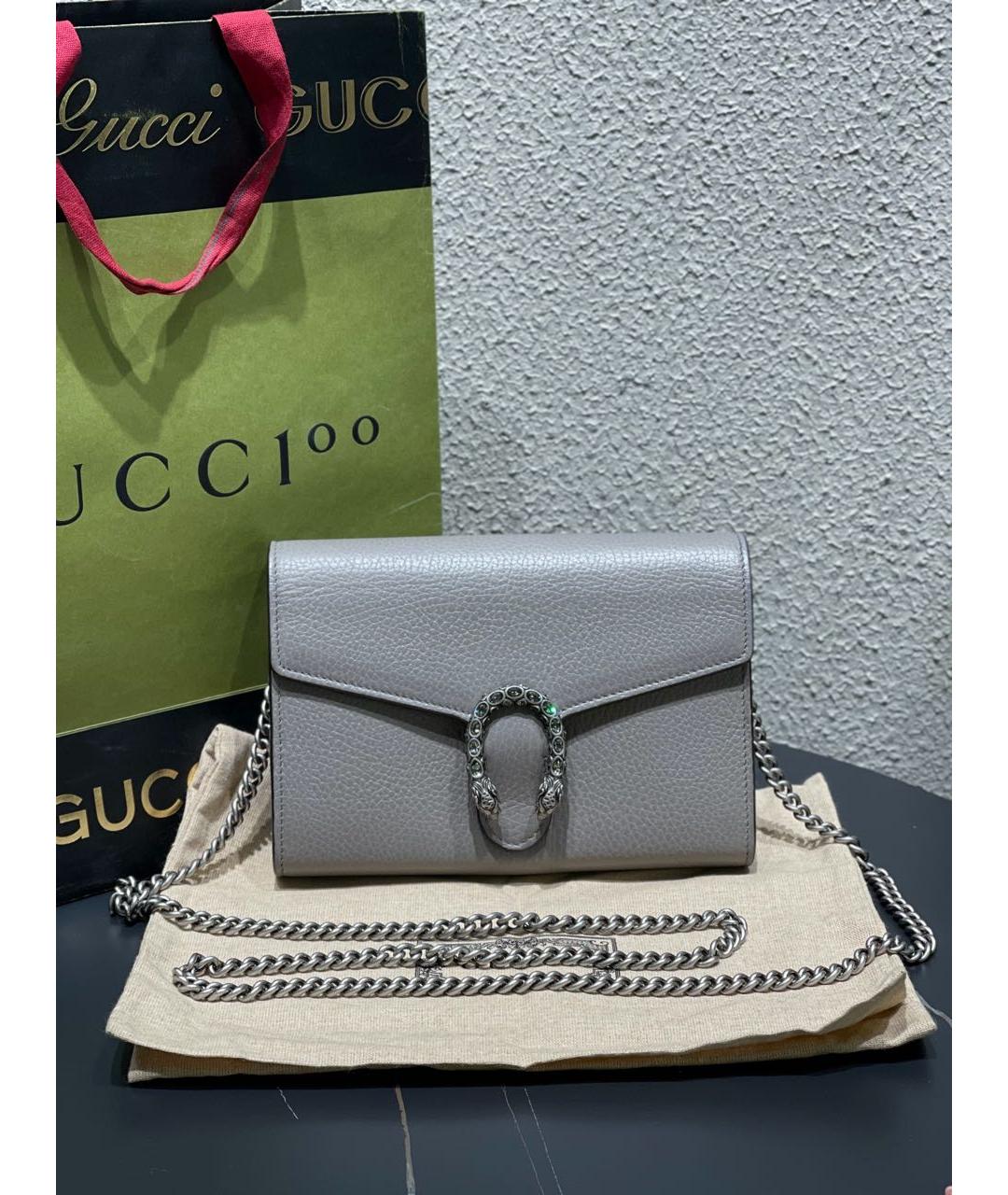 GUCCI Серая кожаная сумка через плечо, фото 8