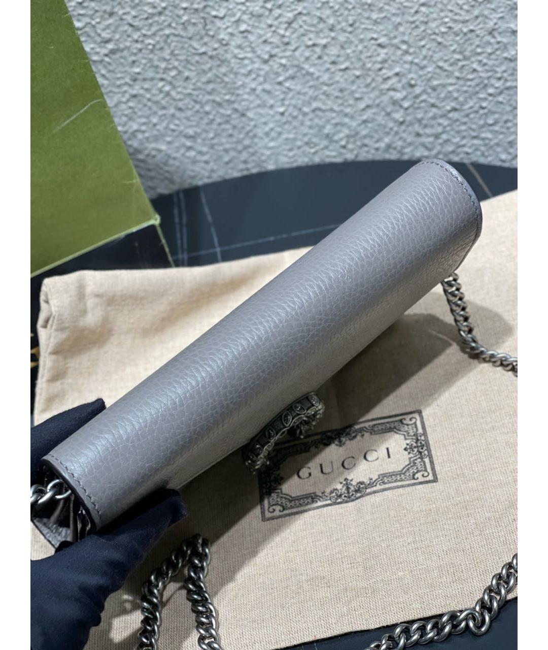GUCCI Серая кожаная сумка через плечо, фото 5