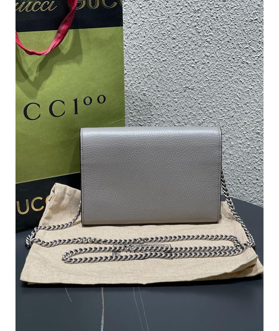 GUCCI Серая кожаная сумка через плечо, фото 3