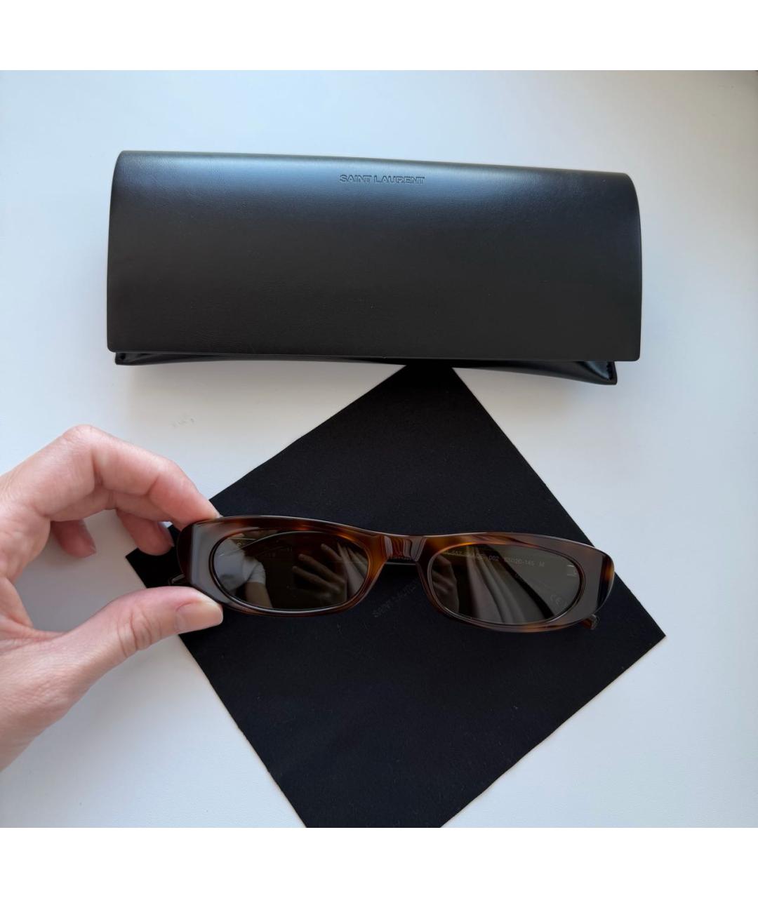 SAINT LAURENT Коричневые солнцезащитные очки, фото 2