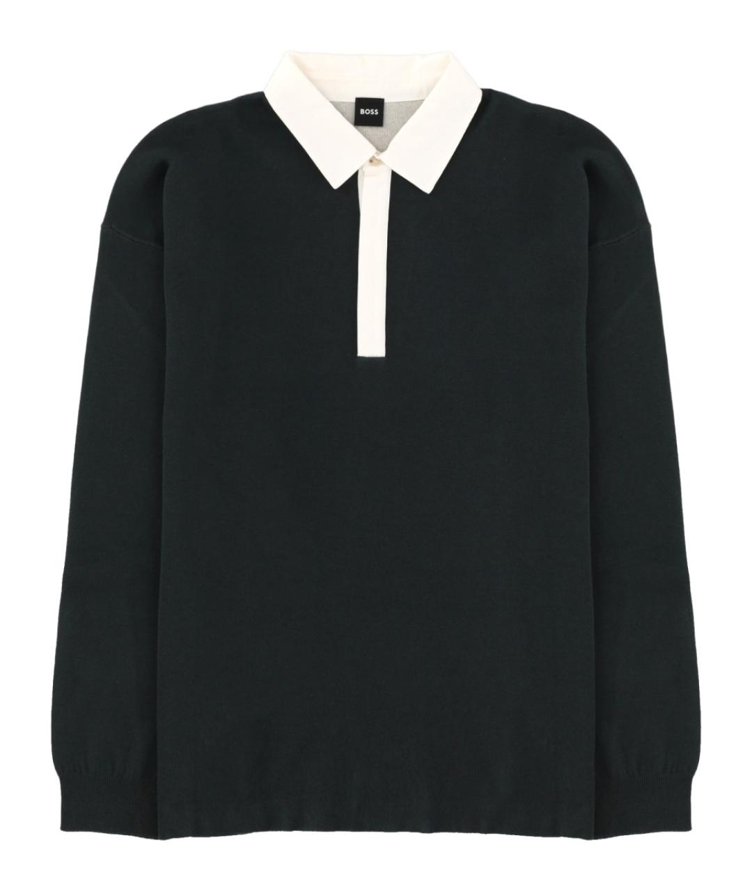 HUGO BOSS Зеленые хлопковое поло с длинным рукавом, фото 1