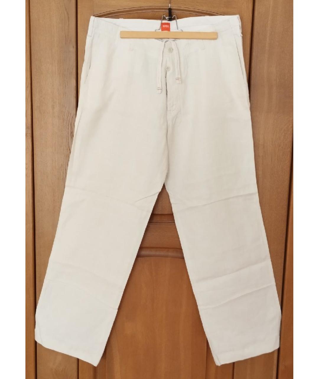 HUGO BOSS Бежевые льняные повседневные брюки, фото 7