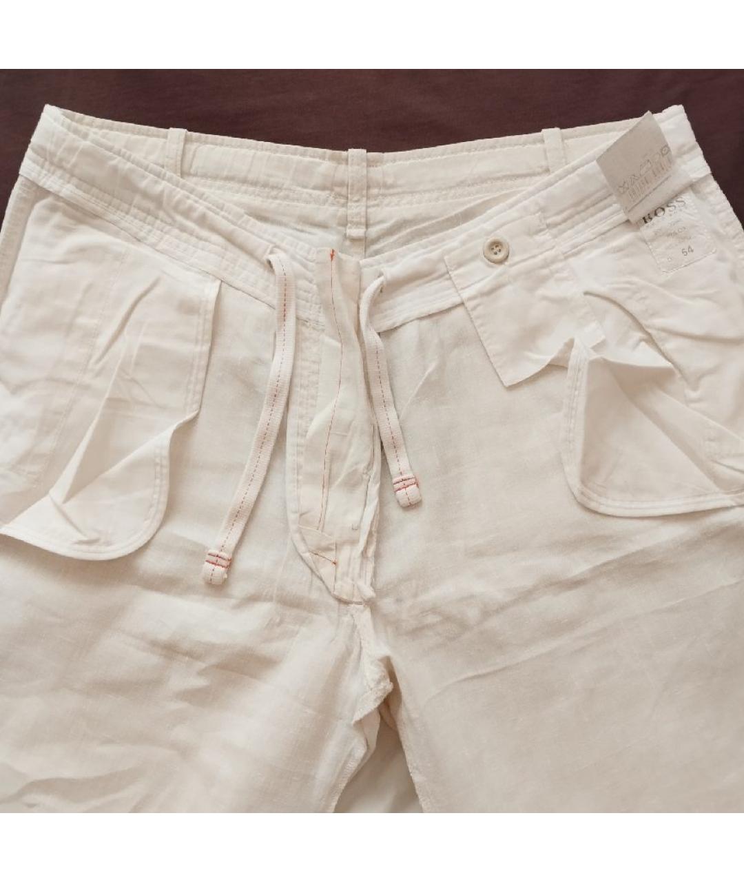 HUGO BOSS Бежевые льняные повседневные брюки, фото 3