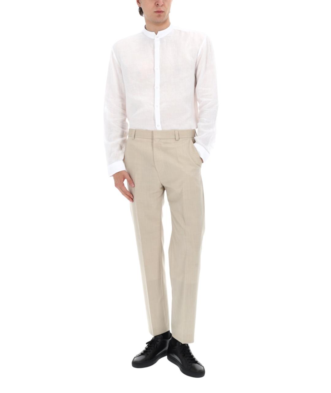 HUGO Бежевые шерстяные повседневные брюки, фото 2