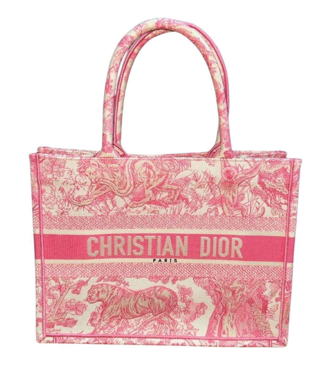 CHRISTIAN DIOR Розовая жаккардовая сумка тоут, фото 1