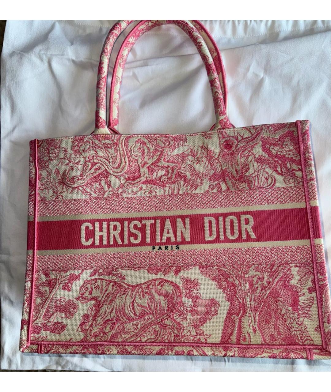 CHRISTIAN DIOR Розовая жаккардовая сумка тоут, фото 3