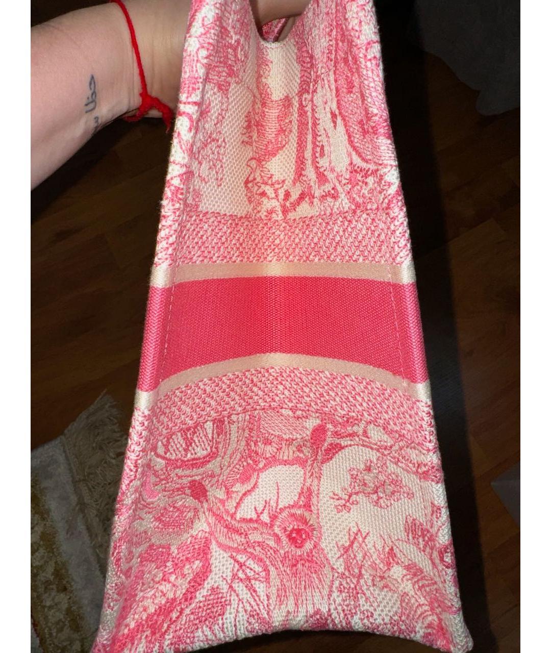 CHRISTIAN DIOR Розовая жаккардовая сумка тоут, фото 4