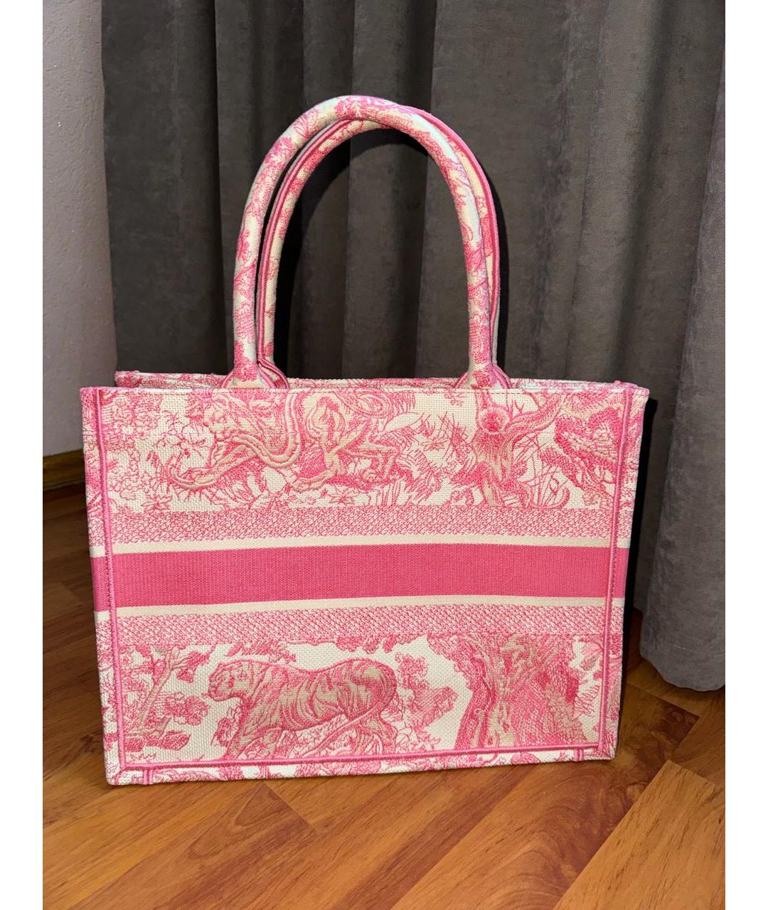 CHRISTIAN DIOR Розовая жаккардовая сумка тоут, фото 2