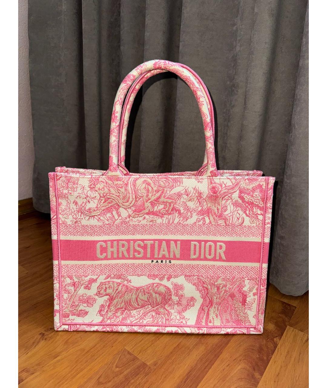 CHRISTIAN DIOR Розовая жаккардовая сумка тоут, фото 9