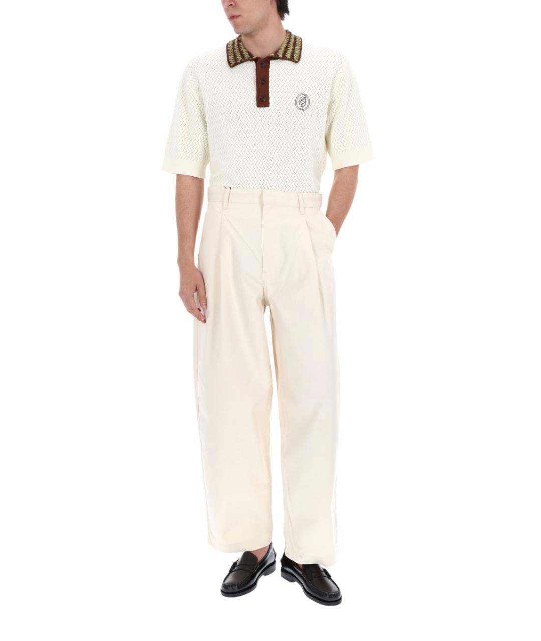 Drole de Monsieur Белые хлопковые повседневные брюки, фото 2