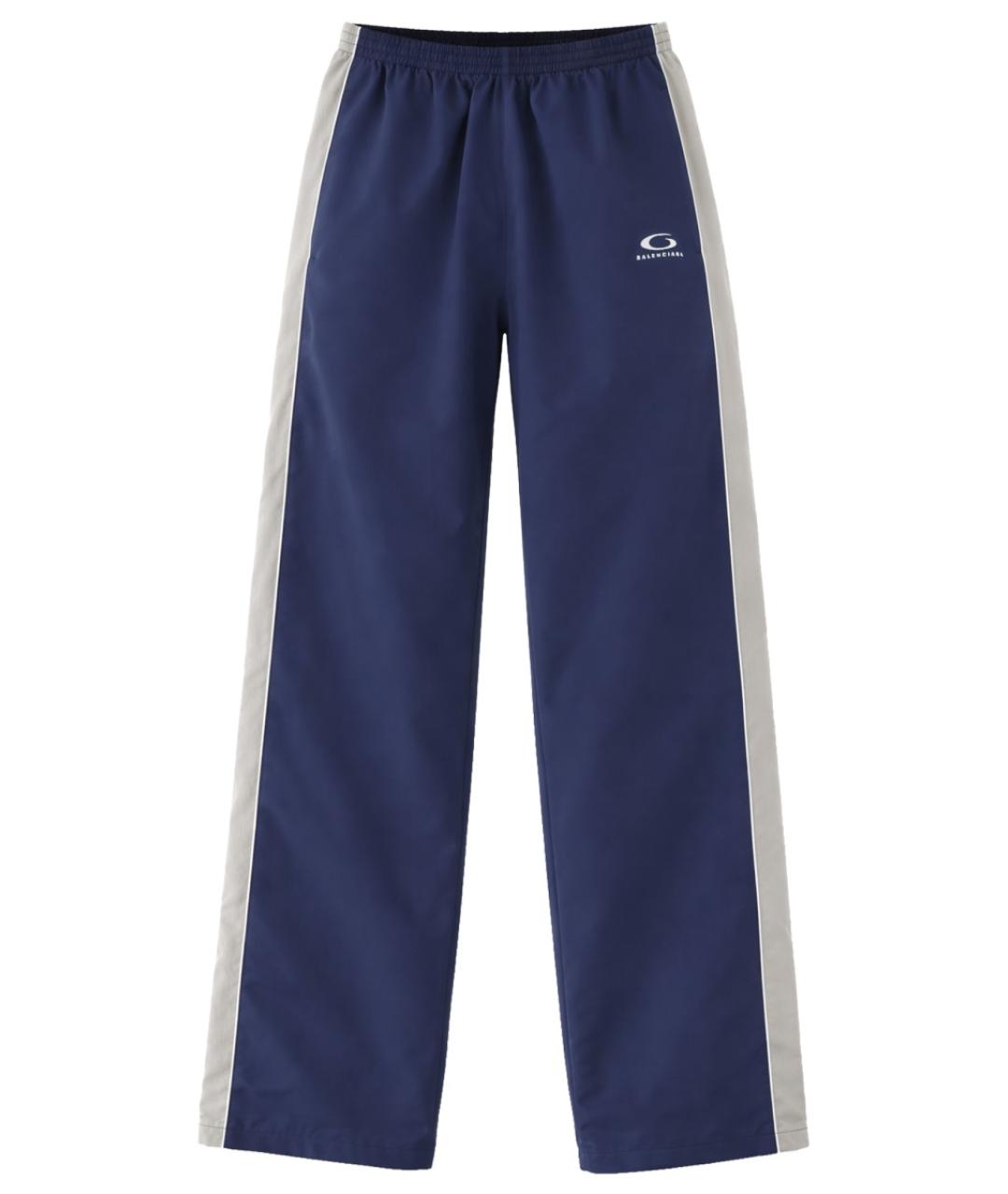 BALENCIAGA Синие полиэстеровые повседневные брюки, фото 1