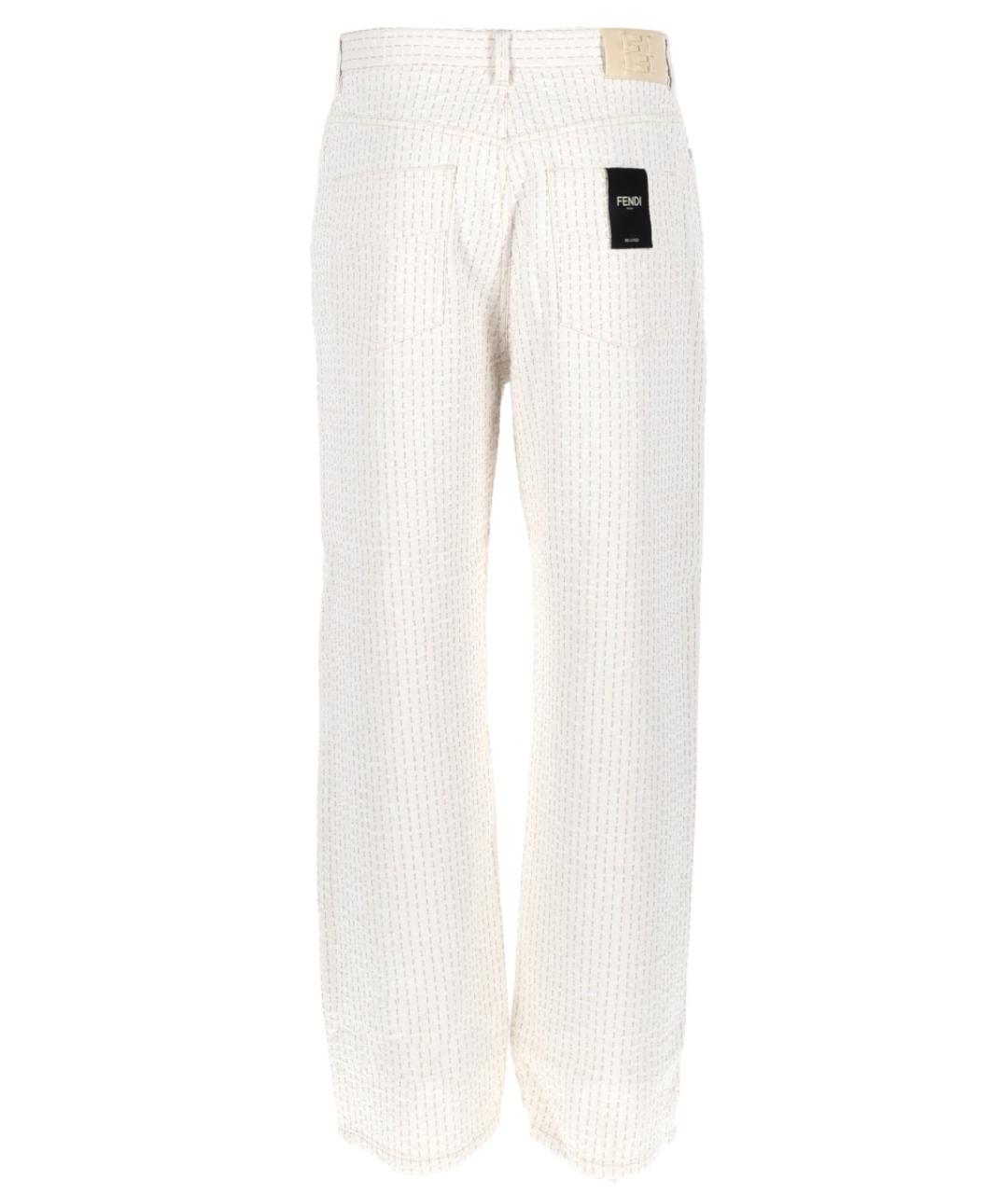 FENDI Белые хлопковые повседневные брюки, фото 2