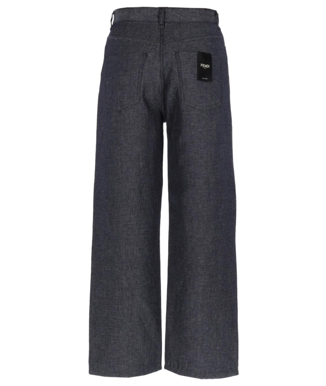 FENDI Синие льняные повседневные брюки, фото 2