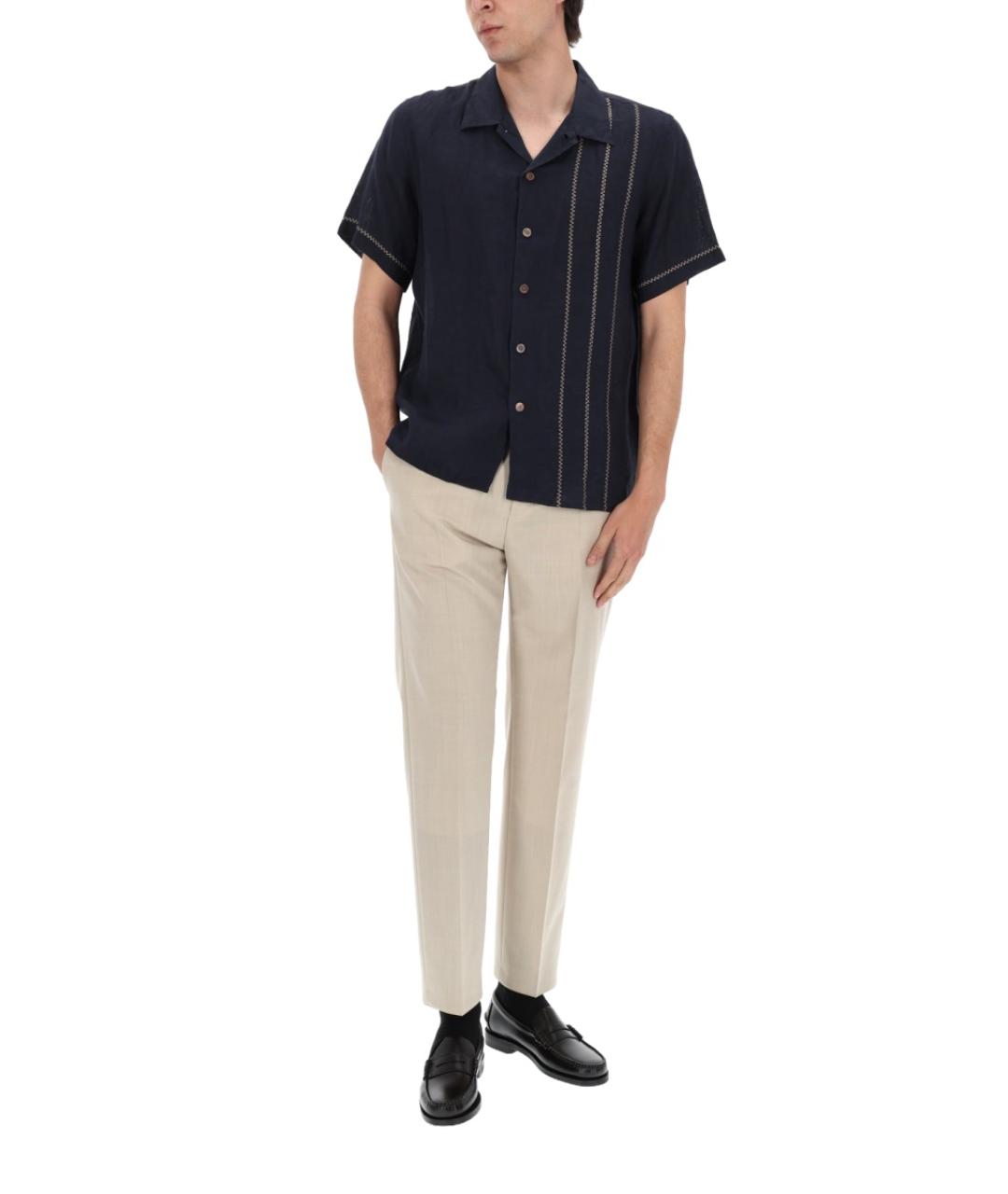 PS BY PAUL SMITH Синяя льняная кэжуал рубашка, фото 3