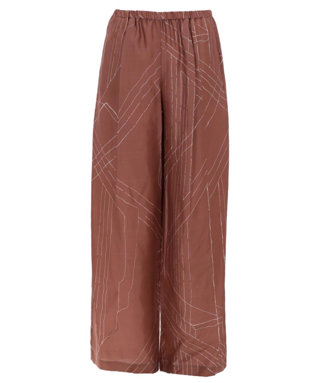 ALYSI Бежевые шелковые прямые брюки, фото 1