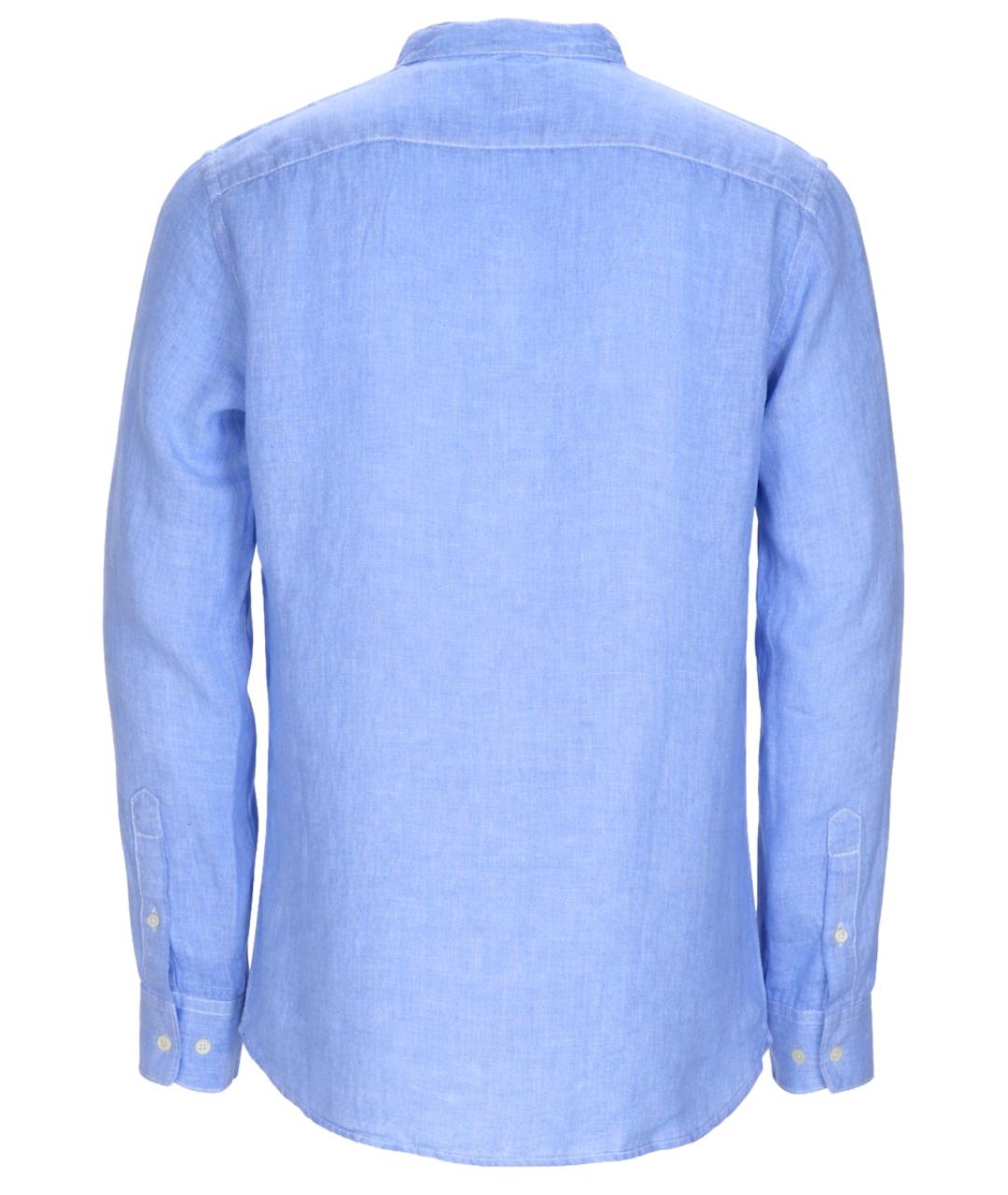 120% LINO Голубая льняная кэжуал рубашка, фото 2