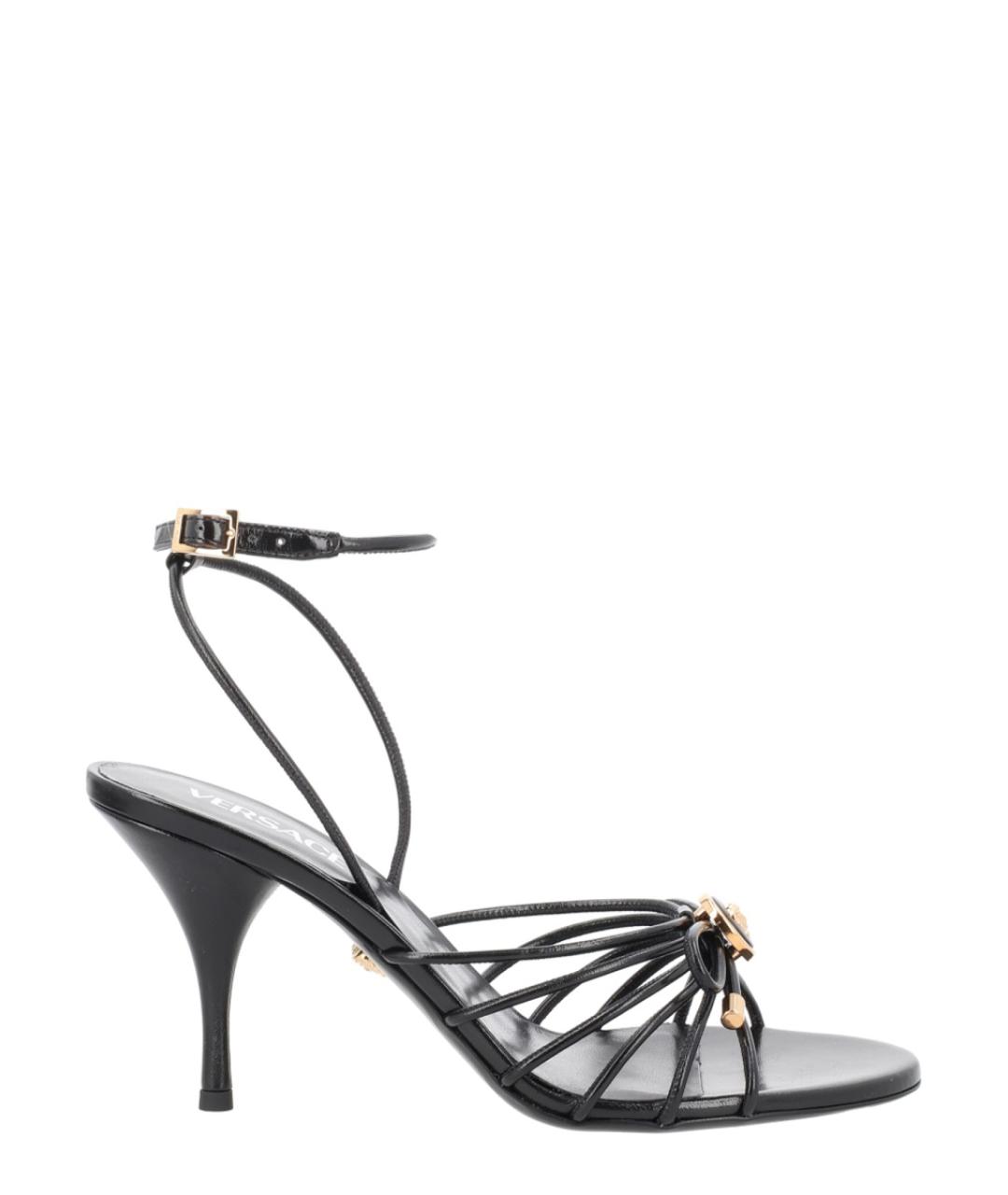 VERSACE Черные кожаные босоножки, фото 1