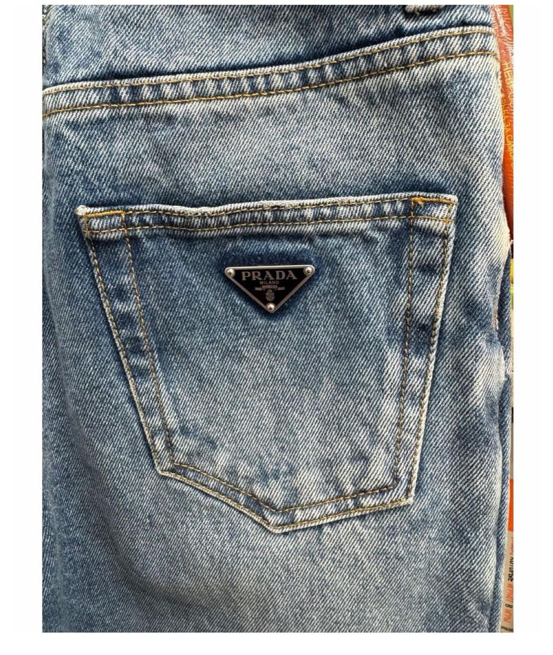 PRADA Голубые хлопковые прямые джинсы, фото 3