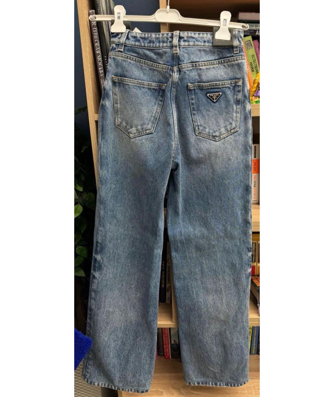 PRADA Голубые хлопковые прямые джинсы, фото 2