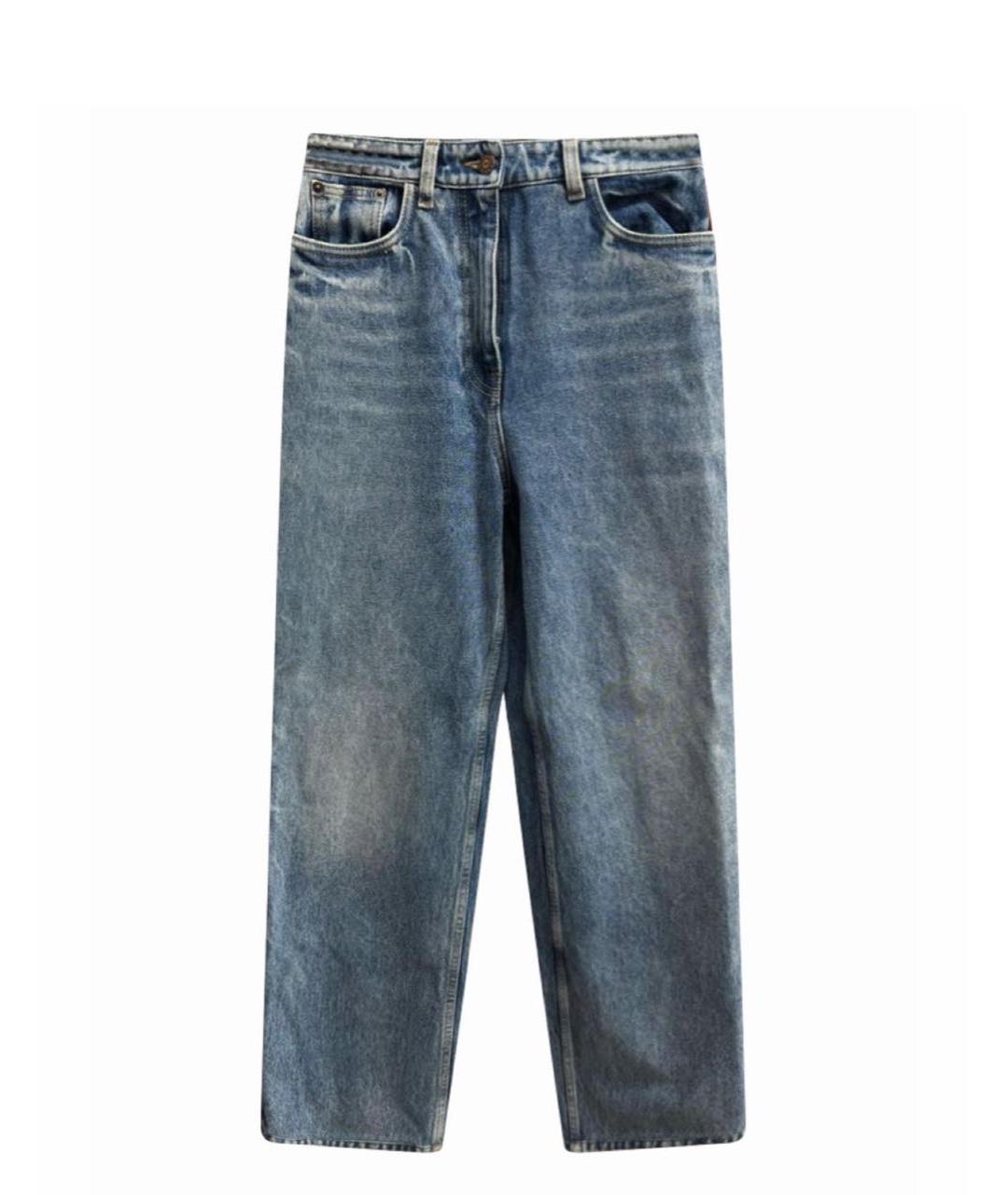 PRADA Голубые хлопковые прямые джинсы, фото 5