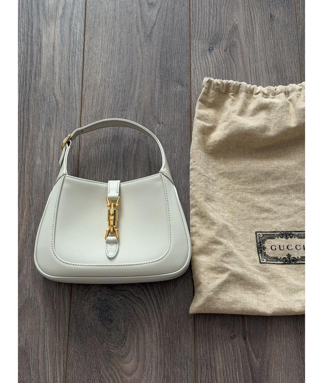 GUCCI Белая кожаная сумка с короткими ручками, фото 4