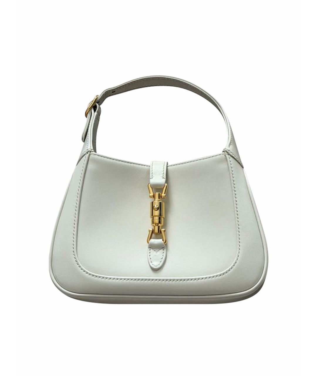 GUCCI Белая кожаная сумка с короткими ручками, фото 1