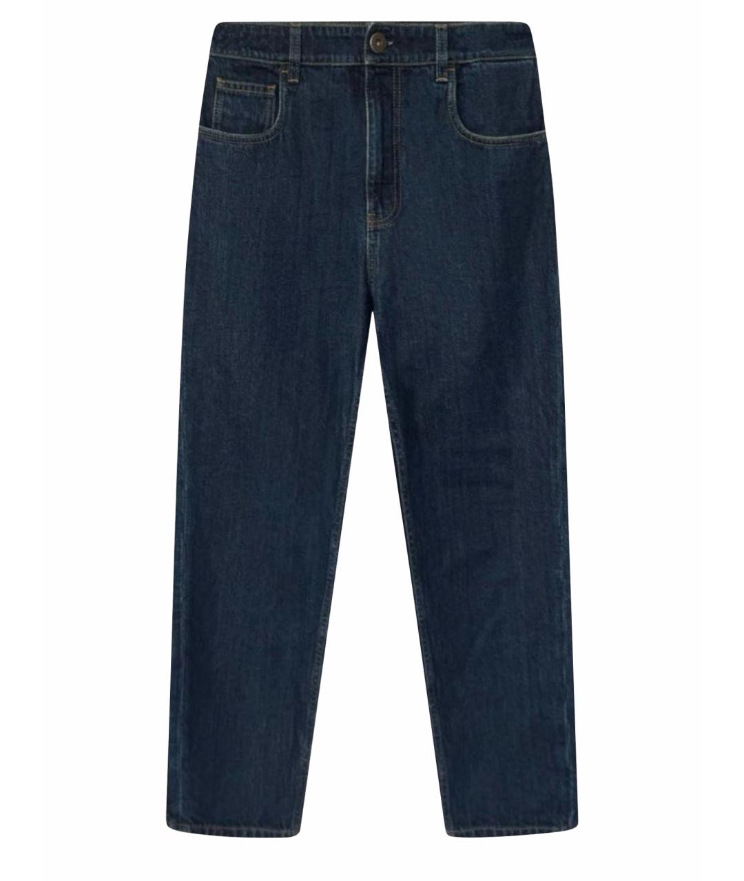 PRADA Темно-синие хлопковые прямые джинсы, фото 1