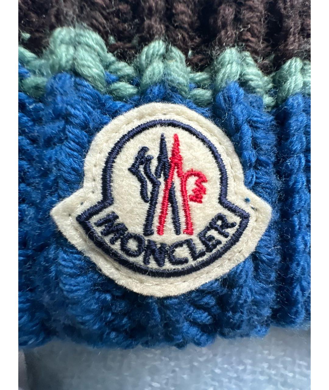 MONCLER Синяя шерстяная шапка, фото 3