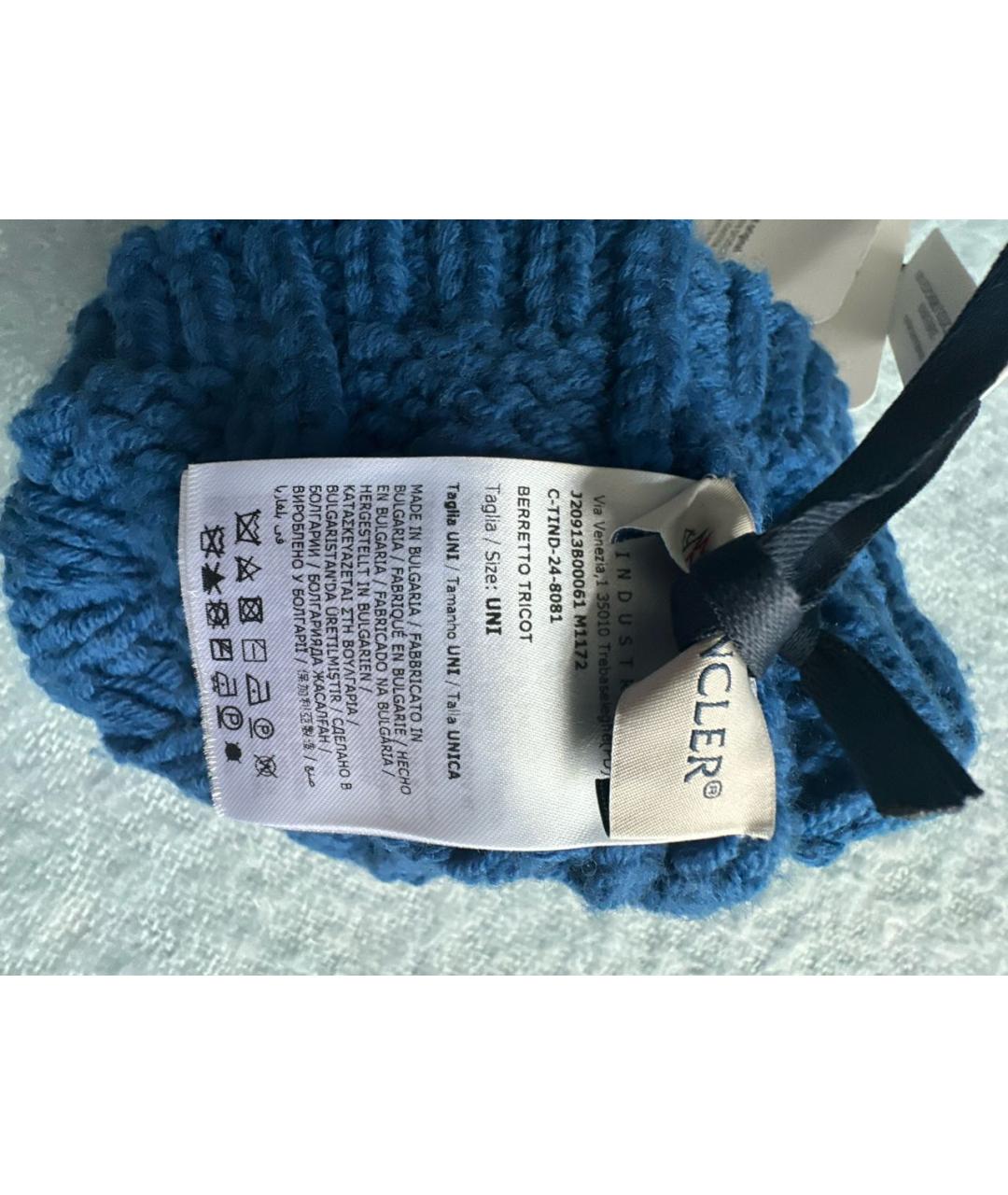 MONCLER Синяя шерстяная шапка, фото 4