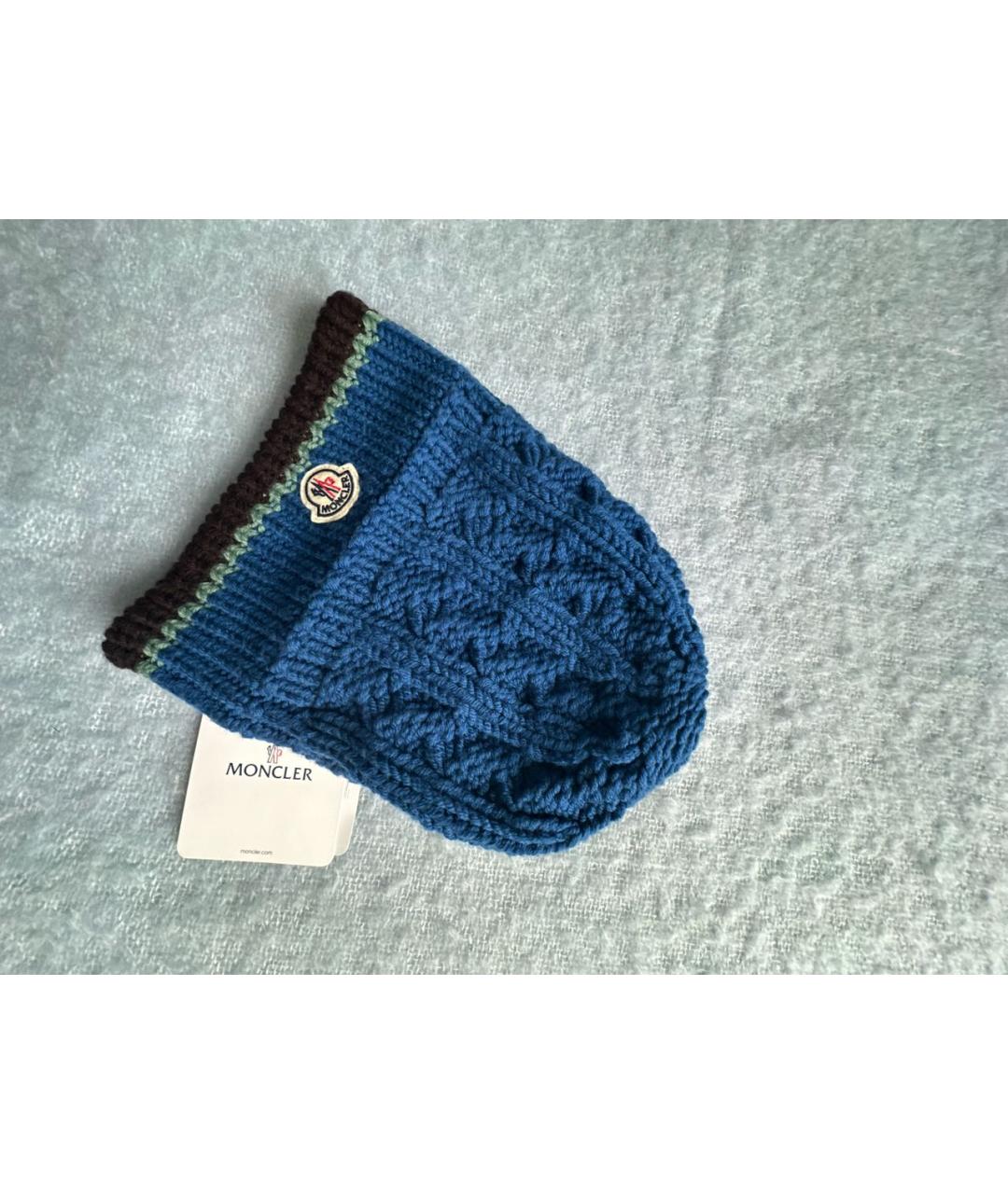 MONCLER Синяя шерстяная шапка, фото 8