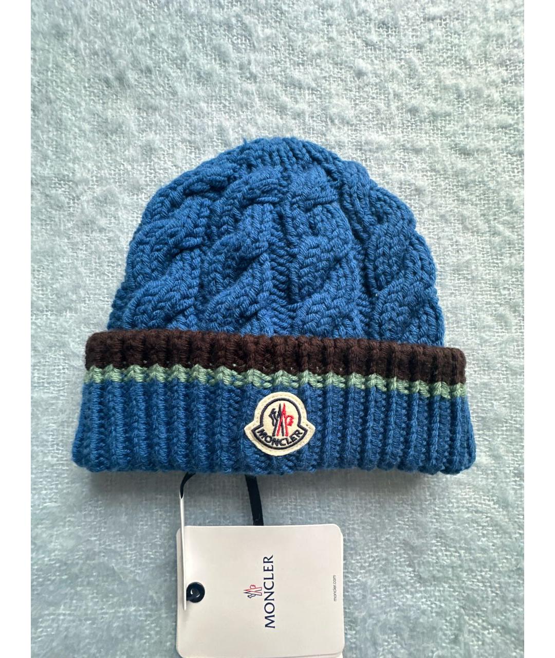 MONCLER Синяя шерстяная шапка, фото 9