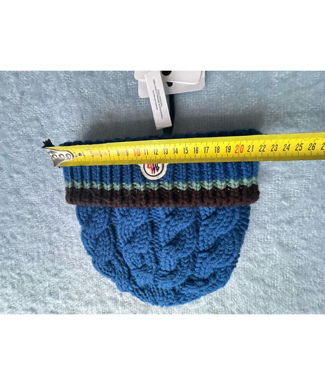 MONCLER Синяя шерстяная шапка, фото 5