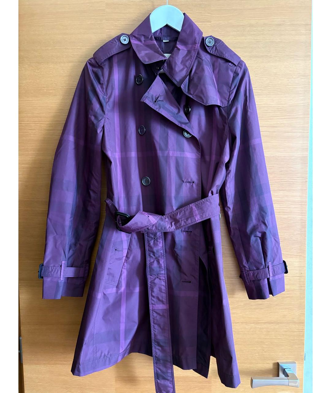 BURBERRY Фиолетовый полиэстеровый тренч/плащ, фото 5