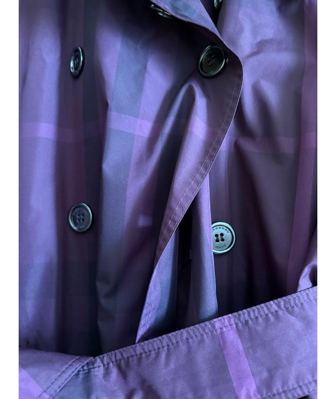 BURBERRY Фиолетовый полиэстеровый тренч/плащ, фото 4