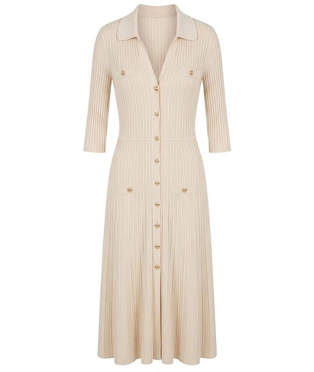 SANDRO Бежевое вискозное повседневное платье, фото 1