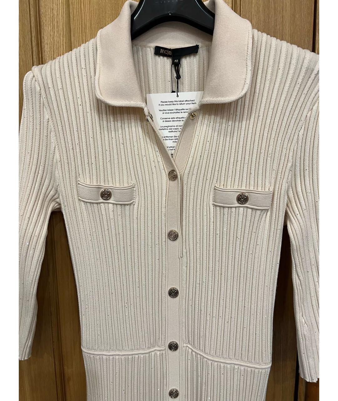 SANDRO Бежевое вискозное повседневное платье, фото 4