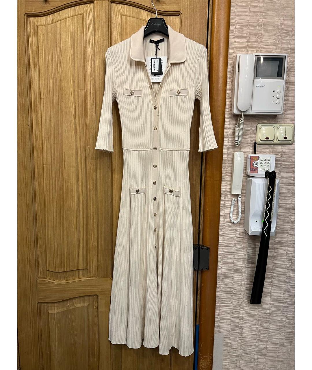 SANDRO Бежевое вискозное повседневное платье, фото 7