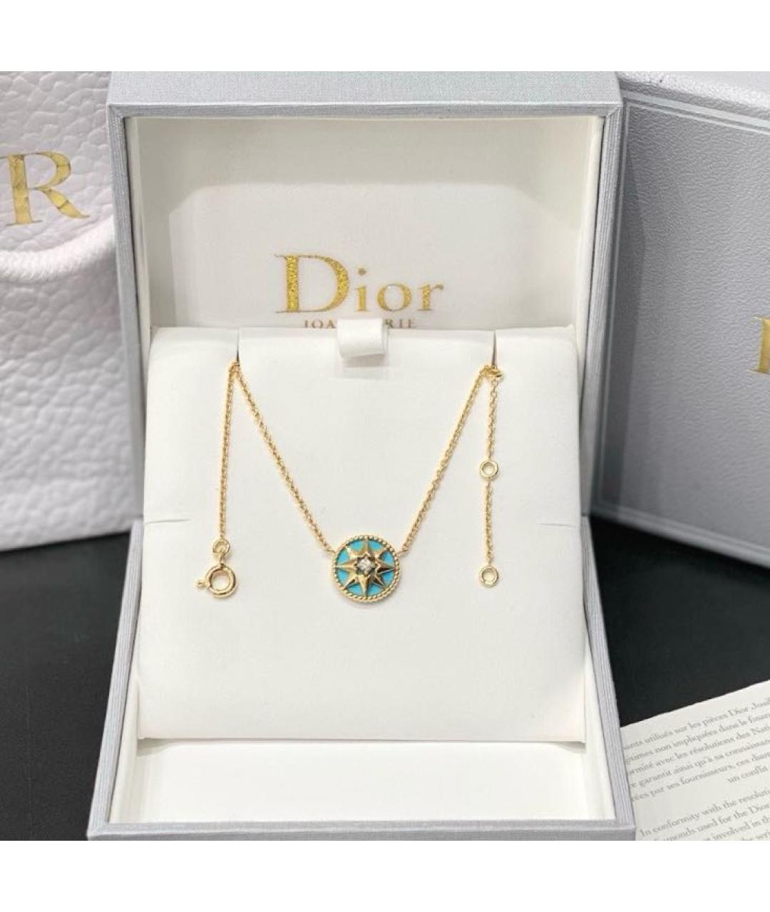 CHRISTIAN DIOR Бирюзовое колье из желтого золота, фото 2