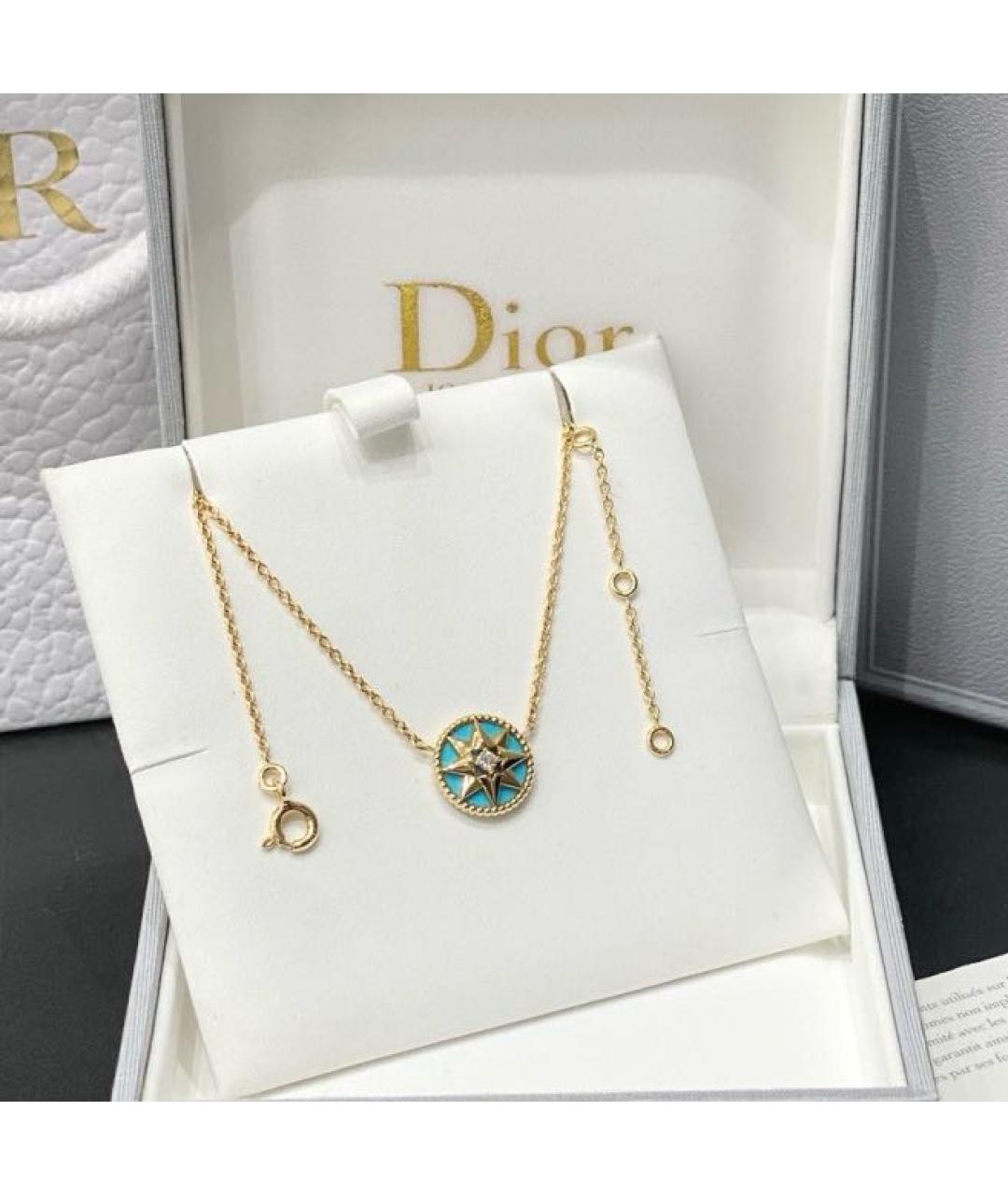 CHRISTIAN DIOR Бирюзовое колье из желтого золота, фото 3