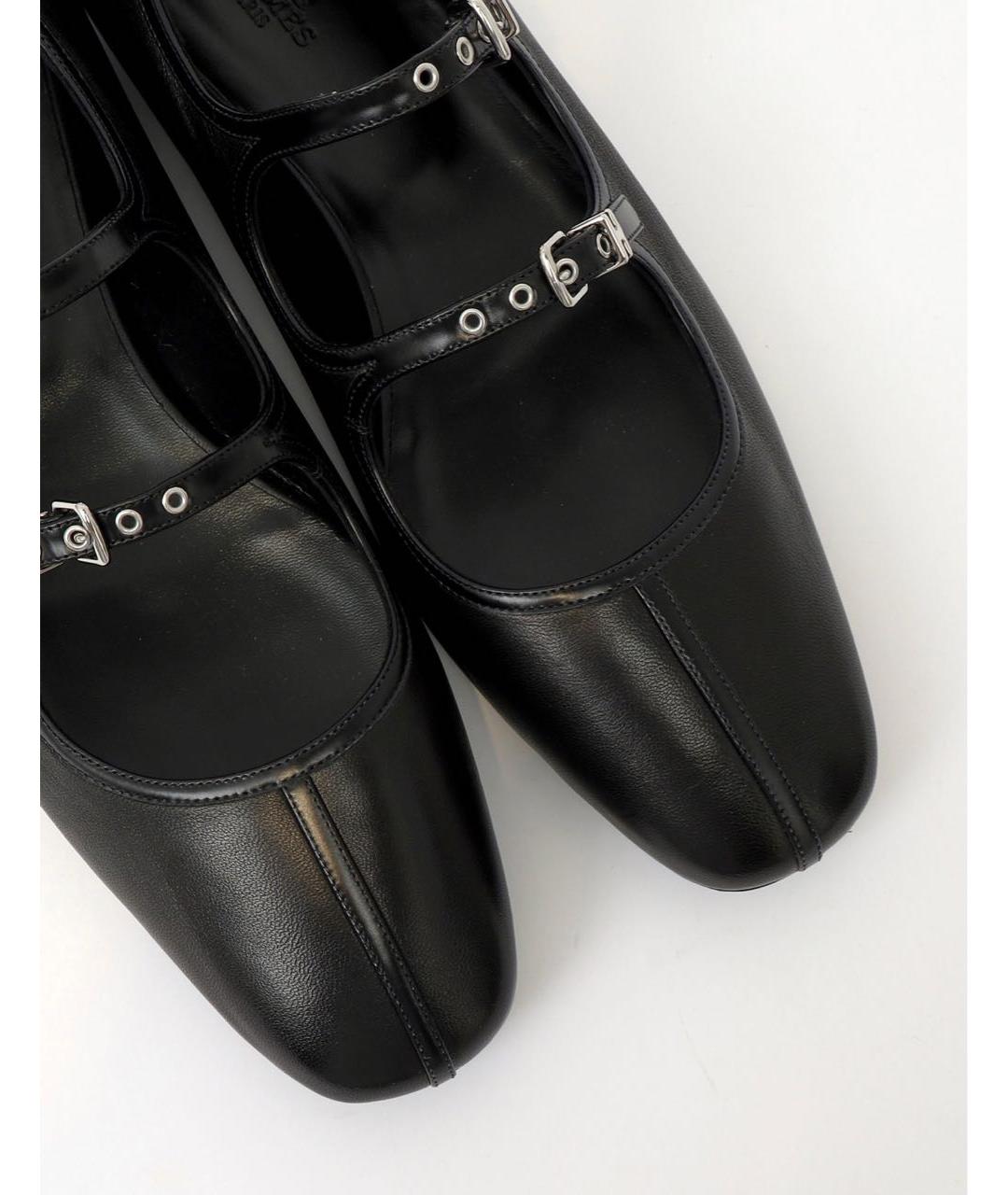 HERMES Черные кожаные балетки, фото 6