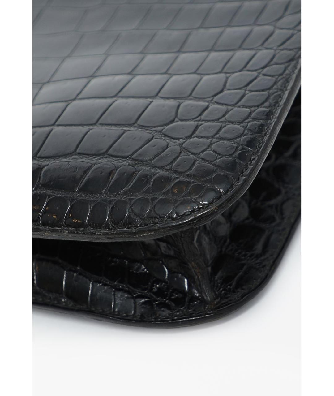 HERMES Черная сумка через плечо из экзотической кожи, фото 6